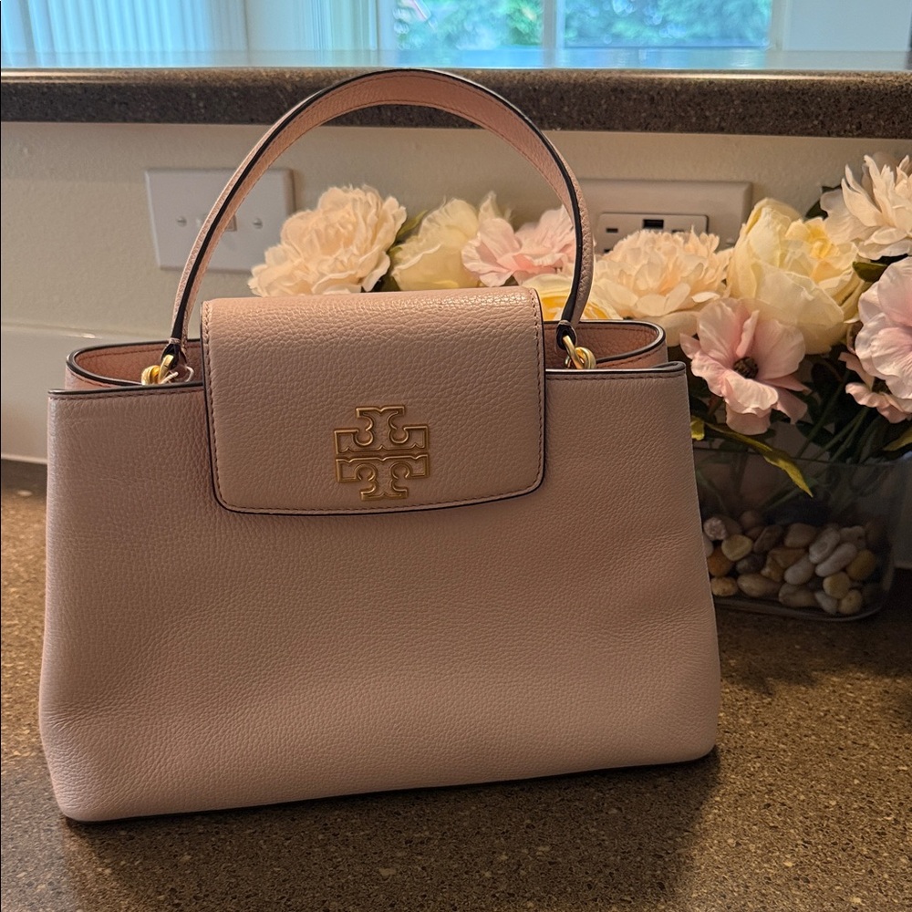 Tory Burch Britten Blush Satchel with Gold Logo